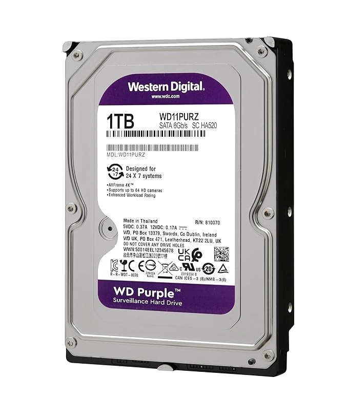 Wd10Purz, Western Digital 1TB WD Purple Surveillance Internal Hard Drive HDD   
