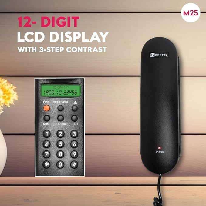 Beetel  M25 , Beetel  M25 Ultra Compact Caller ID Slim Line Corded Landline Phone  