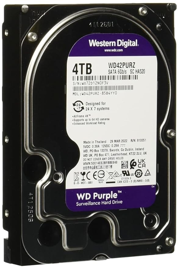 WD42PURZ, Western Digital 4TB WD Purple Surveillance Internal Hard Drive HDD   