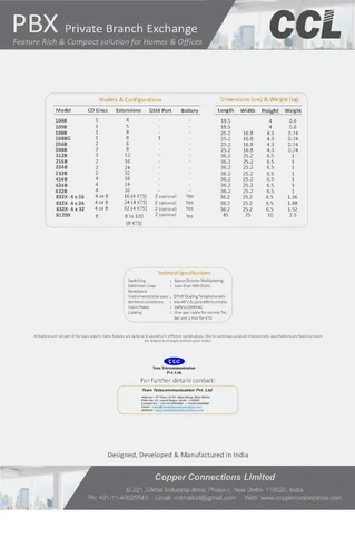 CCL 232B, CCL 232B -EPABX Intercom System 2 Co Line 32Extension Expandable Up To 32 Ext  